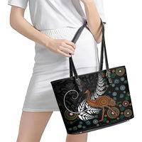 New Zealand Fern and Australia Emu Leather Tote Bag Aboriginal Mix Maori Pattern