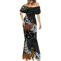 New Zealand Fern and Australia Emu Mermaid Dress Aboriginal Mix Maori Pattern