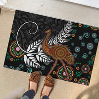 New Zealand Fern and Australia Emu Rubber Doormat Aboriginal Mix Maori Pattern