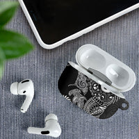 Aotearoa Maori Sea Animals Tribal AirPods Case Manta Ray and Shark Moko Pattern Black Color