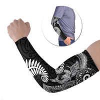 Aotearoa Maori Sea Animals Tribal Arm Sleeves Manta Ray and Shark Moko Pattern Black Color LT03 Set of 2 Black - Polynesian Pride