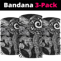 Aotearoa Maori Sea Animals Tribal Neck Gaiter Manta Ray and Shark Moko Pattern Black Color LT03 package One Size: 25*50cm Black - Polynesian Pride