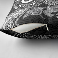 Aotearoa Maori Sea Animals Tribal Pillow Cover Manta Ray and Shark Moko Pattern Black Color LT03 - Polynesian Pride