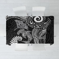 Aotearoa Maori Sea Animals Tribal Tablecloth Manta Ray and Shark Moko Pattern Black Color