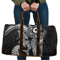 Aotearoa Maori Sea Animals Tribal Travel Bag Manta Ray and Shark Moko Pattern Black Color