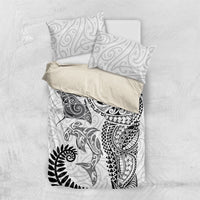 Aotearoa Maori Sea Animals Tribal Bedding Set Manta Ray and Shark Moko Pattern White Color LT03 US Twin 172cm x 218cm White - Polynesian Pride