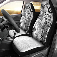 Aotearoa Maori Sea Animals Tribal Car Seat Cover Manta Ray and Shark Moko Pattern White Color