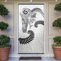 Aotearoa Maori Sea Animals Tribal Door Cover Manta Ray and Shark Moko Pattern White Color
