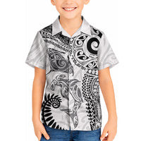 Aotearoa Maori Sea Animals Tribal Hawaiian Shirt Manta Ray and Shark Moko Pattern White Color LT03 - Polynesian Pride