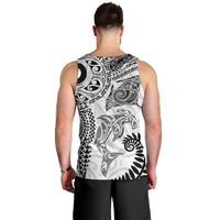 Aotearoa Maori Sea Animals Tribal Men Tank Top Manta Ray and Shark Moko Pattern White Color LT03 - Polynesian Pride