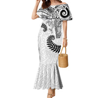 Aotearoa Maori Sea Animals Tribal Mermaid Dress Manta Ray and Shark Moko Pattern White Color LT03 Women White - Polynesian Pride