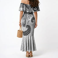 Aotearoa Maori Sea Animals Tribal Mermaid Dress Manta Ray and Shark Moko Pattern White Color LT03 - Polynesian Pride