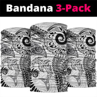 Aotearoa Maori Sea Animals Tribal Neck Gaiter Manta Ray and Shark Moko Pattern White Color LT03 package One Size: 25*50cm White - Polynesian Pride