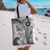 Aotearoa Maori Sea Animals Tribal Tote Bag Manta Ray and Shark Moko Pattern White Color LT03 - Polynesian Pride