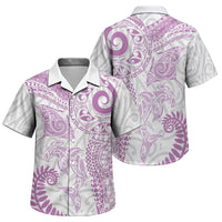 Aotearoa Maori Sea Animals Tribal Family Matching Tank Maxi Dress and Hawaiian Shirt Manta Ray and Shark Moko Pattern Pink Color LT03 Son's Shirt Pink - Polynesian Pride