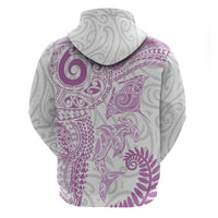 Aotearoa Maori Sea Animals Tribal Hoodie Manta Ray and Shark Moko Pattern Pink Color LT03 - Polynesian Pride