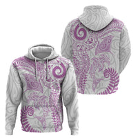 Aotearoa Maori Sea Animals Tribal Hoodie Manta Ray and Shark Moko Pattern Pink Color LT03 - Polynesian Pride