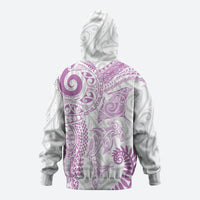Aotearoa Maori Sea Animals Tribal Hoodie Manta Ray and Shark Moko Pattern Pink Color LT03 - Polynesian Pride