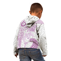 Aotearoa Maori Sea Animals Tribal Kid Hoodie Manta Ray and Shark Moko Pattern Pink Color
