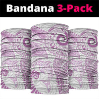 Aotearoa Maori Sea Animals Tribal Neck Gaiter Manta Ray and Shark Moko Pattern Pink Color