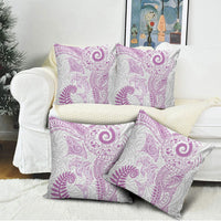 Aotearoa Maori Sea Animals Tribal Pillow Cover Manta Ray and Shark Moko Pattern Pink Color