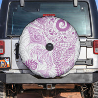 Aotearoa Maori Sea Animals Tribal Spare Tire Cover Manta Ray and Shark Moko Pattern Pink Color