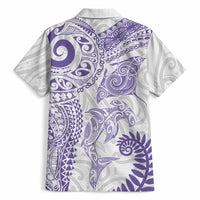 Aotearoa Maori Sea Animals Tribal Hawaiian Shirt Manta Ray and Shark Moko Pattern Purple Color LT03 - Polynesian Pride