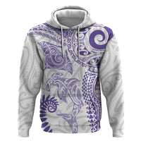 Aotearoa Maori Sea Animals Tribal Hoodie Manta Ray and Shark Moko Pattern Purple Color LT03 Pullover Hoodie Purple - Polynesian Pride