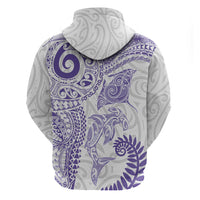 Aotearoa Maori Sea Animals Tribal Hoodie Manta Ray and Shark Moko Pattern Purple Color LT03 - Polynesian Pride