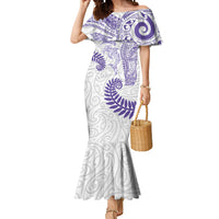Aotearoa Maori Sea Animals Tribal Mermaid Dress Manta Ray and Shark Moko Pattern Purple Color