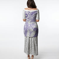 Aotearoa Maori Sea Animals Tribal Puletasi Manta Ray and Shark Moko Pattern Purple Color LT03 - Polynesian Pride
