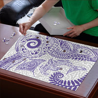 Aotearoa Maori Sea Animals Tribal Puzzle Manta Ray and Shark Moko Pattern Purple Color