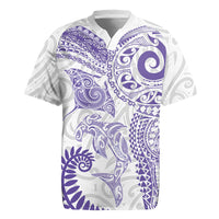 Aotearoa Maori Sea Animals Tribal Rugby Jersey Manta Ray and Shark Moko Pattern Purple Color LT03 Purple - Polynesian Pride