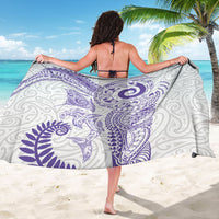 Aotearoa Maori Sea Animals Tribal Sarong Manta Ray and Shark Moko Pattern Purple Color