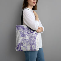 Aotearoa Maori Sea Animals Tribal Tote Bag Manta Ray and Shark Moko Pattern Purple Color