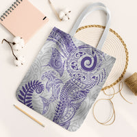 Aotearoa Maori Sea Animals Tribal Tote Bag Manta Ray and Shark Moko Pattern Purple Color