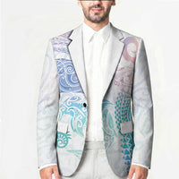 Aotearoa Maori Sea Animals Tribal Blazer Manta Ray and Shark Moko Pattern Sweet Pastel