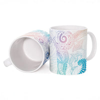 Aotearoa Maori Sea Animals Tribal Ceramic Mug Manta Ray and Shark Moko Pattern Sweet Pastel