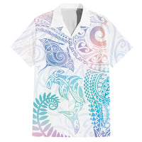 Aotearoa Maori Sea Animals Tribal Hawaiian Shirt Manta Ray and Shark Moko Pattern Sweet Pastel LT03 Multicolor - Polynesian Pride
