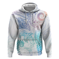 Aotearoa Maori Sea Animals Tribal Hoodie Manta Ray and Shark Moko Pattern Sweet Pastel LT03 Pullover Hoodie Multicolor - Polynesian Pride