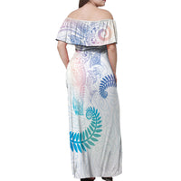 Aotearoa Maori Sea Animals Tribal Off Shoulder Maxi Dress Manta Ray and Shark Moko Pattern Sweet Pastel LT03 - Polynesian Pride