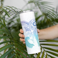 Aotearoa Maori Sea Animals Tribal Skinny Tumbler Manta Ray and Shark Moko Pattern Sweet Pastel