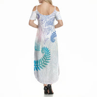 Aotearoa Maori Sea Animals Tribal Summer Maxi Dress Manta Ray and Shark Moko Pattern Sweet Pastel LT03 - Polynesian Pride