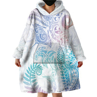 Aotearoa Maori Sea Animals Tribal Wearable Blanket Hoodie Manta Ray and Shark Moko Pattern Sweet Pastel