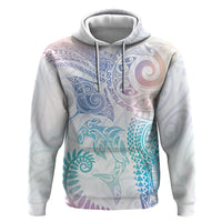 Aotearoa Maori Sea Animals Tribal Zip Hoodie Manta Ray and Shark Moko Pattern Sweet Pastel LT03 Pullover Hoodie Multicolor - Polynesian Pride