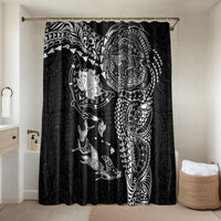 Hawaiian Manta Ray Tribal Bathroom Set Polynesian Art Motifs Black Color