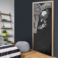 Hawaiian Manta Ray Tribal Door Cover Polynesian Art Motifs Black Color LT03 - Polynesian Pride