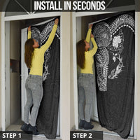 Hawaiian Manta Ray Tribal Door Cover Polynesian Art Motifs Black Color LT03 - Polynesian Pride