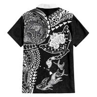 Hawaiian Manta Ray Tribal Family Matching Mermaid Dress and Hawaiian Shirt Polynesian Art Motifs Black Color LT03 Dad's Shirt - Long Sleeve Black - Polynesian Pride