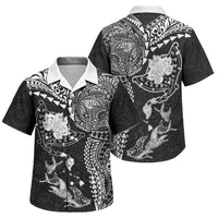 Hawaiian Manta Ray Tribal Family Matching Tank Maxi Dress and Hawaiian Shirt Polynesian Art Motifs Black Color LT03 Son's Shirt Black - Polynesian Pride